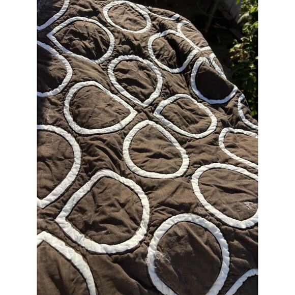 Designspace LLC Brown Bedspread Quilt FULL 84 x88 100% Cotton Filling Tear Drop - Picture 1 of 13